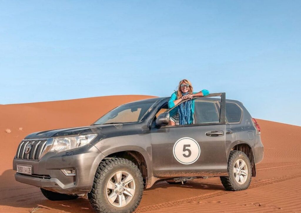 Sahara stargazing tour with the galaxy overhead in the Moroccan Sahara Desert near Merzouga.